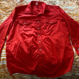 Vintage Malco Modes Long Sleeve Western Shirt - Red - "Men's" Medium, 18" Neck